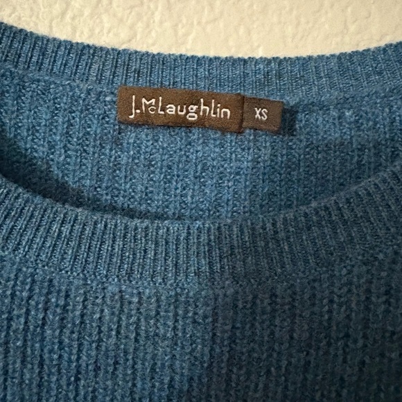 J. McLaughlin Blue Crew Neck Cashmere Sweater with Dolman Sleeves Oversized - Picture 7 of 10